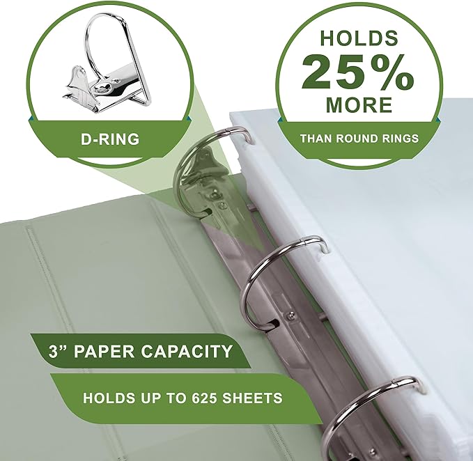 Samsill Plant-Based 3 Inch Durable D-Ring, Made in USA, View Binder, Eco-Friendly, USDA Certified Biobased, 4 Pack, Boho Assortment