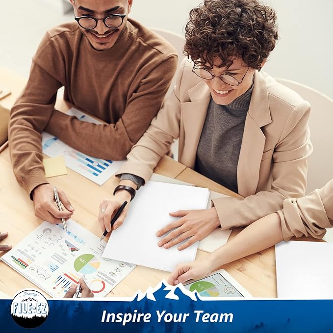 FILE-EZ Two-Pocket Folders, White, 25-Pack, Textured Paper, Letter Size (EZ-32510)