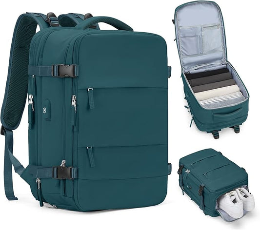 Casual Backpack Traveling Backpack, A-peacock Blue, Expandable, Travel Backpacks