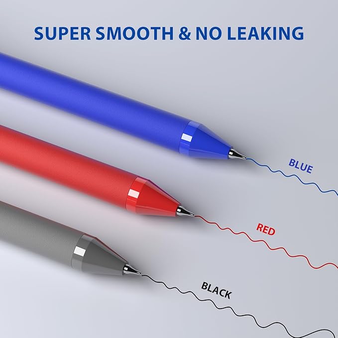 44 Pack Gel Pens Bulk, Black Gel Ink Pens, (0.7 mm) Fine Point Point Pen, Retractable Smooth Writing Pen for Journal Writing,Home Office School Supplies (Black, Red,Blue ink)