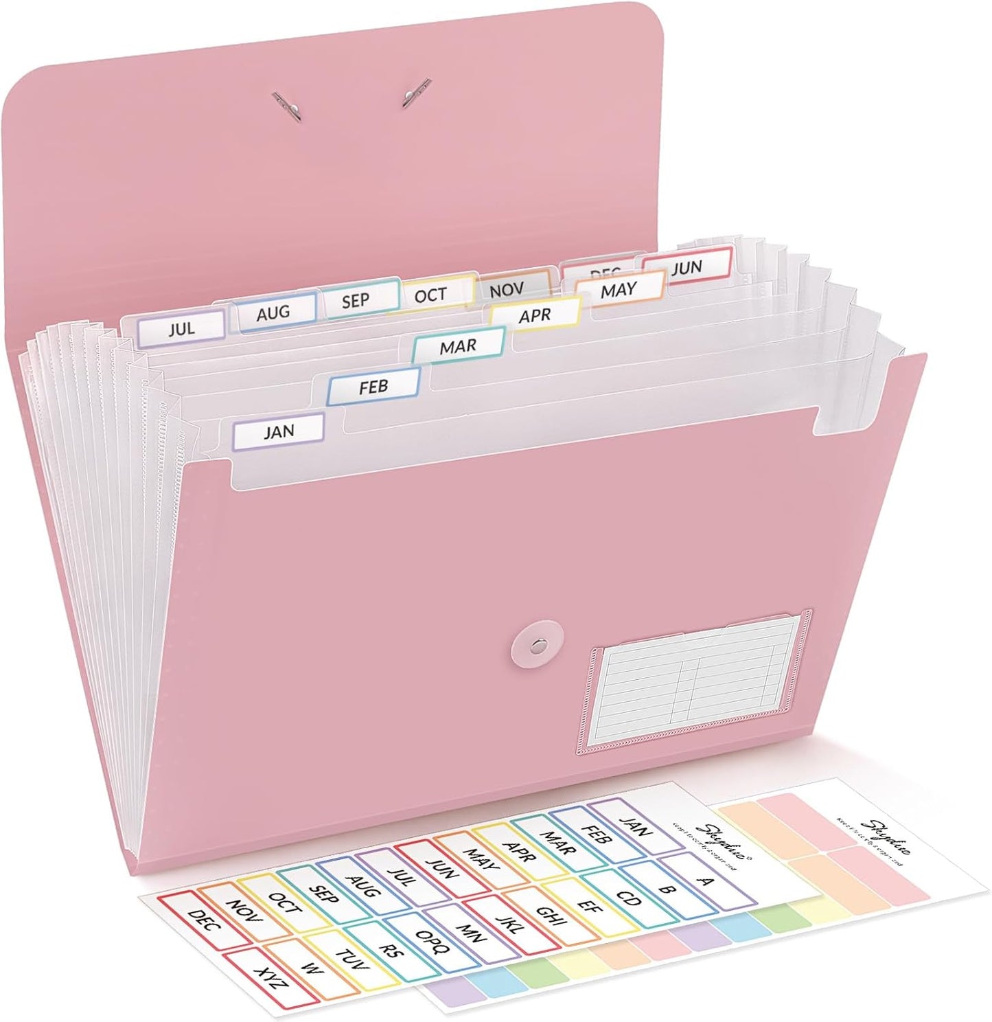 SKYDUE Expanding File Folder, Accordion File Organizer with 13 Pockets for A4/Letter Sized Paper, Accordion Folder with Labels - Document Receipt Organizer for Office, School, Home