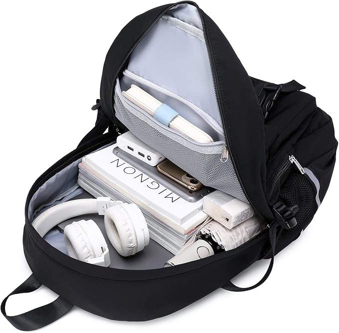 abshoo Big Student Laptop Backpack For College Women Middle High School Teen Girls Bookbag Travel Daypack (Black)