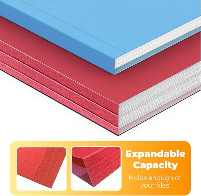 HABGP Colored File Folders Letter Size, 100 Pcs of 5 Assorted Colors Manilla Folders 8.5 x 11 for Documents, Paper 1/3 Cut Tabs Filing Folders for School, Office