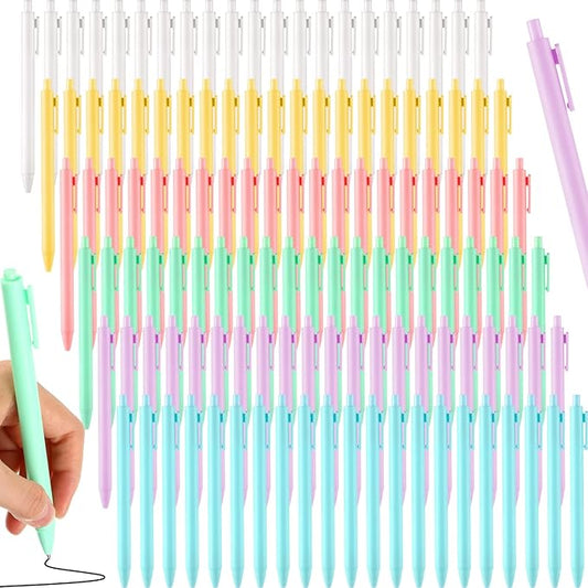 Yexiya 150 Pcs Retractable Gel Ink Pens Bulk Cute Pastel Gel Ink 0.5mm Fine Point Macaron Style Writing Cute Black Pens for Smooth Writing Journaling Taking Notes School Office Home