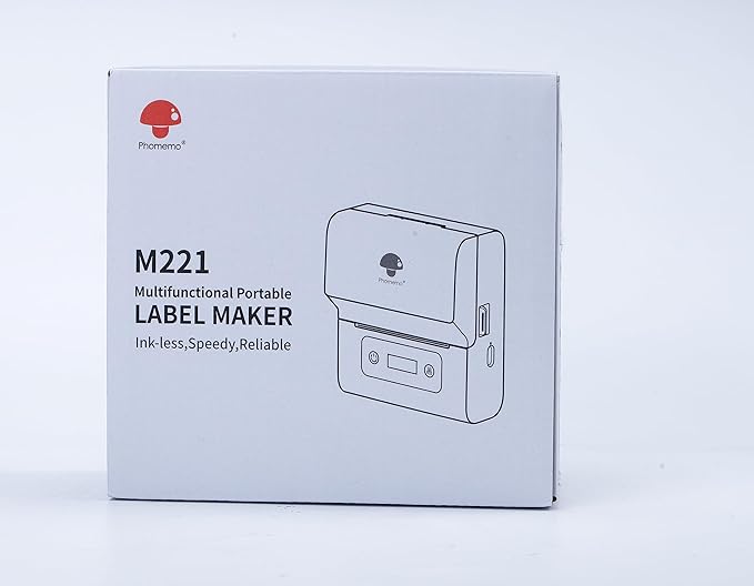 Phomemo Label Makers- Barcode Label Printer M221 3 Inch Label Maker Bluetooth Thermal Printer for Small Business/Home Use, for Barcode, Address, Logo, Stickers, Compatible with Phone & PC, Gray