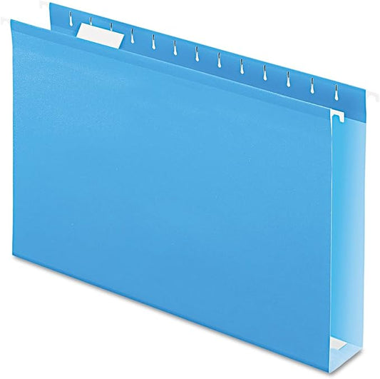 Pendaflex 04153X2 BLU Extra Capacity Reinforced Hanging Folders, 2", Legal Size, Blue, 1/5 Cut, 25/BX (4153x2 BLU)