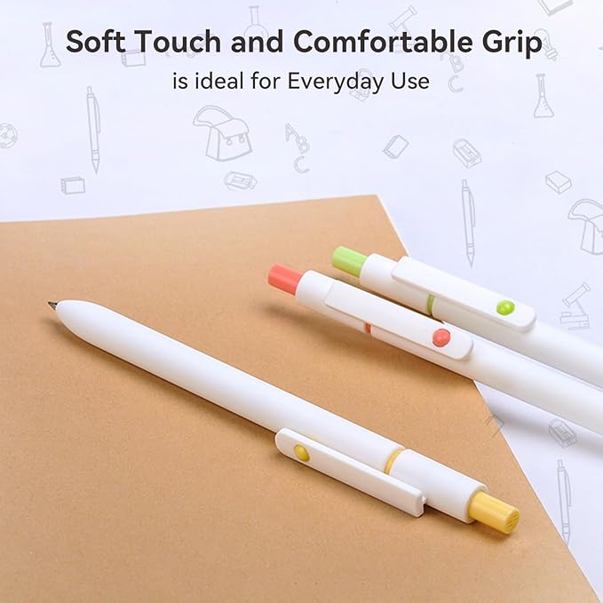 Gel Pens, 5Pcs 0.5mm Fine Point Pens With Smooth Wirting,Quick Dry Aesthetic Pens For Journaling, Ballpoint for Office School Supplies,Gifts for Women Men Student(Ivory White)