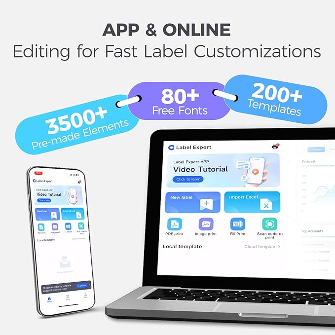 Bluetooth Thermal Shipping Label Printer, Wireless 4x6 Label Printer for Small Business, Compatible with Android, Windows, iPhone, Mac, Widely Used for Amazon, Shopify, Ebay, USPS, Etsy,FedEx (White)