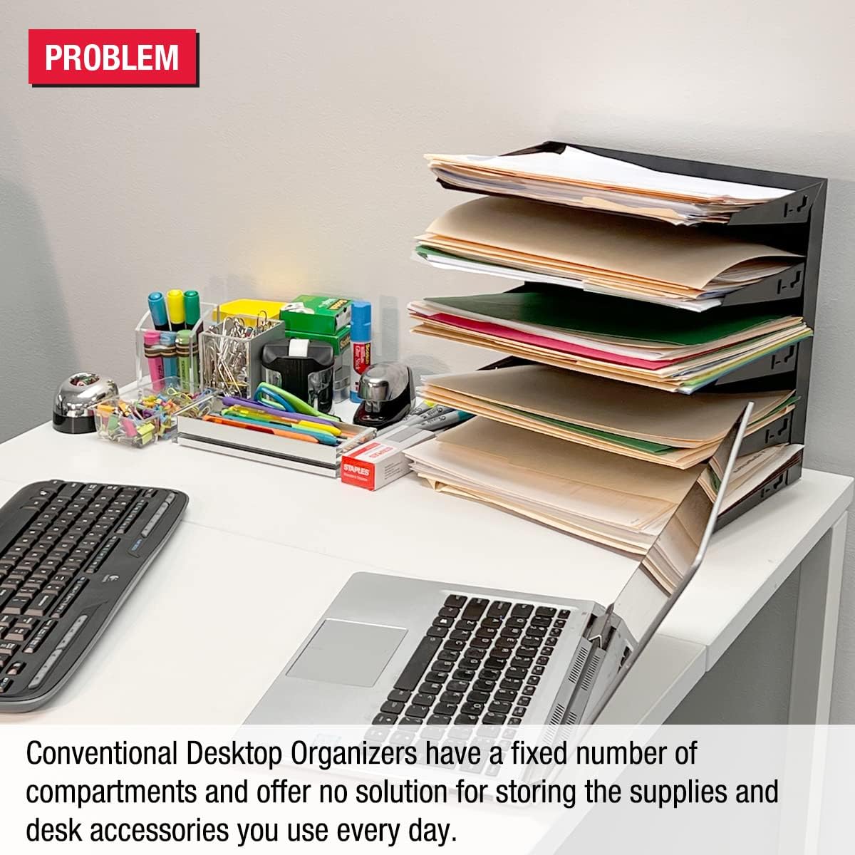 Desktop Organizer 6 Letter Tray Sorter Plus Riser Storage Base & 3 Storage Drawers - Ultimate Office TierDrop Plus Stores All of Your Documents and Supplies in One Compact Modular System