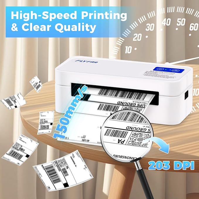 Bluetooth Thermal Shipping Label Printer, Wireless 4x6 Label Printer for Small Business, Compatible with Android, Windows, iPhone, Mac, Widely Used for Amazon, Shopify, Ebay, USPS, Etsy,FedEx (White)