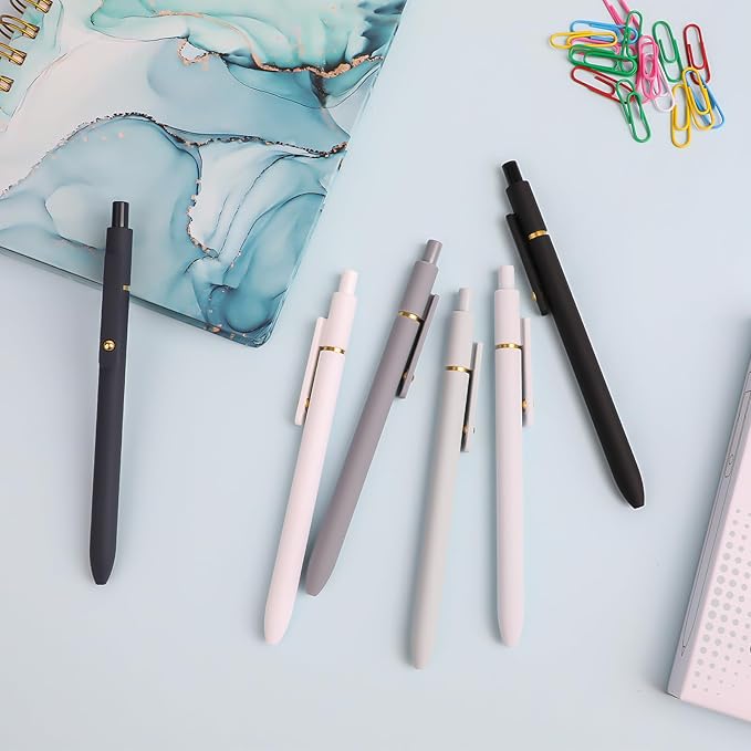 Ddaowanx Gel Pens, 0.7mm Quick Dry Black Ink,Fine Point Smooth Writing Pens,Office School Supplies,Gifts for Women Man(6Pcs Black White Gray, Black)