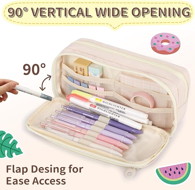 Large Capacity Pencil Case with Compartments, School Pencil Bags with Zipper, Big Storage Pen Bag for Teen Girl Boy Men Women, Adult Stationery Pen Bag for School College and Office