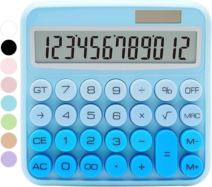 Gradient Blue Calculator, UPIHO Standard Calculator 12 Digit with Large LCD Display and Big Buttons,Blue Office Accessories for Women Desk,Cute Calculator for Office,School, Home,Business, Small