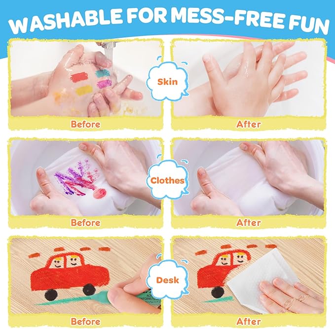 24 Colors Jumbo Crayons for Toddlers 1-3, Easy to Hold Large Crayons for Kids Ages 2-4, Non-Toxic Big Crayon for Kids Coloring & Art Supplies, Ideal Birthday Gift Easter Party Favor for Boys Girls