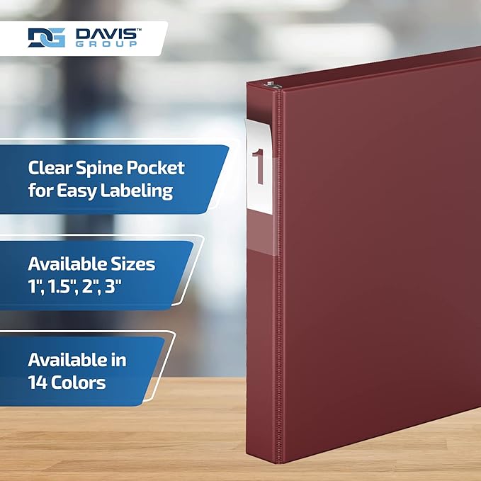 Premium Economy 6-Pack 3-Ring Binders for School or Office, D-Ring Binders, 1 Inch, Burgundy