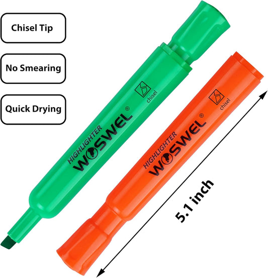 Highlighters Bulk, 72 Pack Tank Style Highlighters Assorted Fluorescent Colors Set, 6 Bright Colors Chisel Tip Highlighter Markers for Kid and Adult Coloring, Highlighting as School Supplies