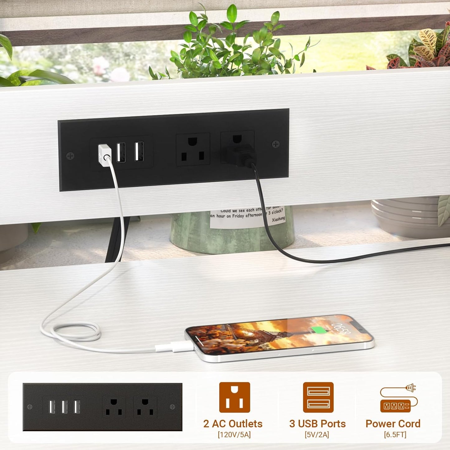 Homieasy Printer Stand with Charging Station, 29.1" x 22.8" Large 3D Printer Table with Filament Storage, Heavy Duty Rolling Printer Cart with 4-Tier Storage for Workshop/Office/Garage, White