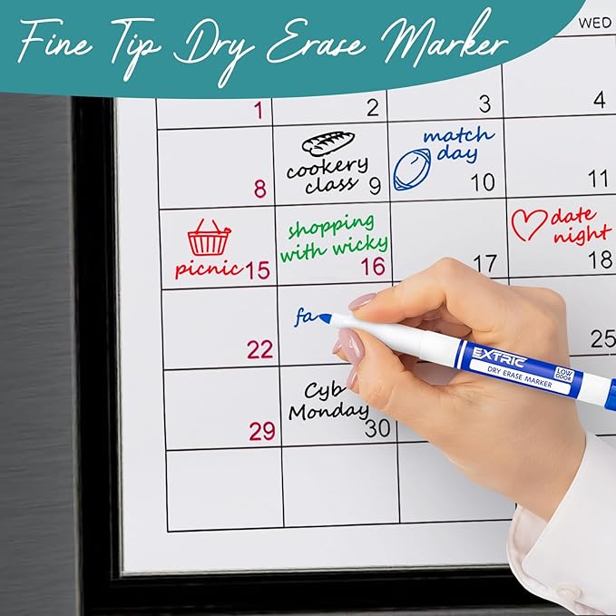 Dry Erase Markers, Whiteboard Markers, Dry Erase Markers Fine Tip and Chisel Tip, Bundle of White Board Markers Dry Erase, Thick and Fine Tip Dry Erase Markers and Dry Erase Eraser, Whiteboard Eraser