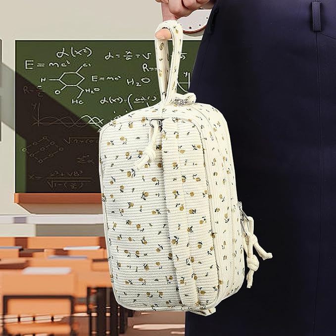 Bluboon Big Capacity Pencil Case Pencil Pouch Pen Case School Supplies Cute Pencil Box Pencil Bag for Teen Girls Boys Women Man (Black Floral 92)