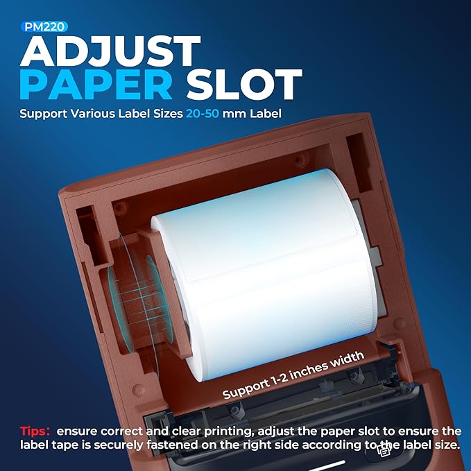 Nelko Label Maker Machine with Tape, PM220 Bluetooth Label Printer, 2 Inch Portable Thermal Printer for Small Business, Address, Logo, Clothing, Sticker Printer for Phones & PC, 1 Count, Maroon