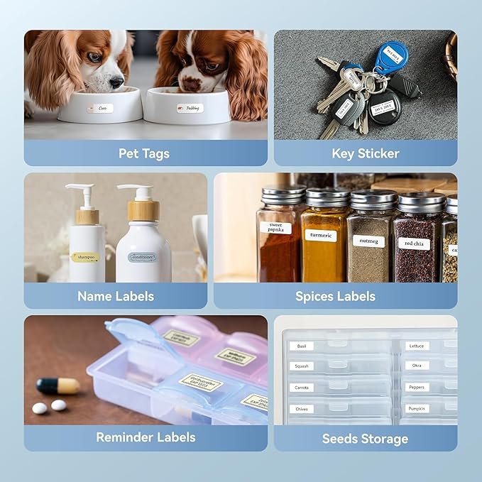 DEEPIN Label Maker Machine Portable Bluetooth Label Maker with Tape, Thermal Label Printer Multiple Templates for Phone, Mini Label Sticker Printer for Business Office Organization (White)