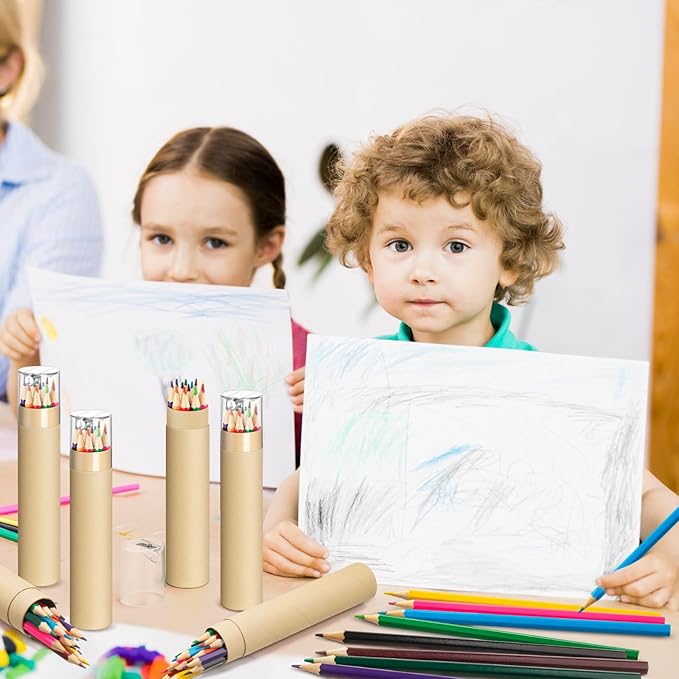 24 Pack 288pcs #2 HB Pencils Bulk in Tube with Sharpener Assorted Colors Wood-cased Pre-sharpened Pencils for Kids Student Back to School Supplies Classroom Prize Party Favor Gifts (Wooden)