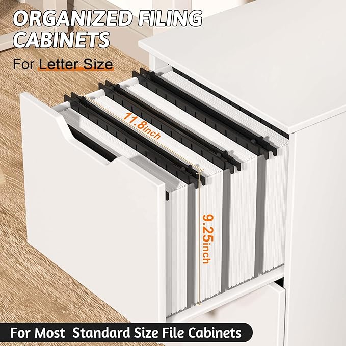 Extra Capacity Plastic Hanging File Folder Letter Size,12 Pack Reinforced Hang Folders with Heavy Duty 2 Inch Expansion,Durable Hanging Organizer Designed for Bulky Files(Black)