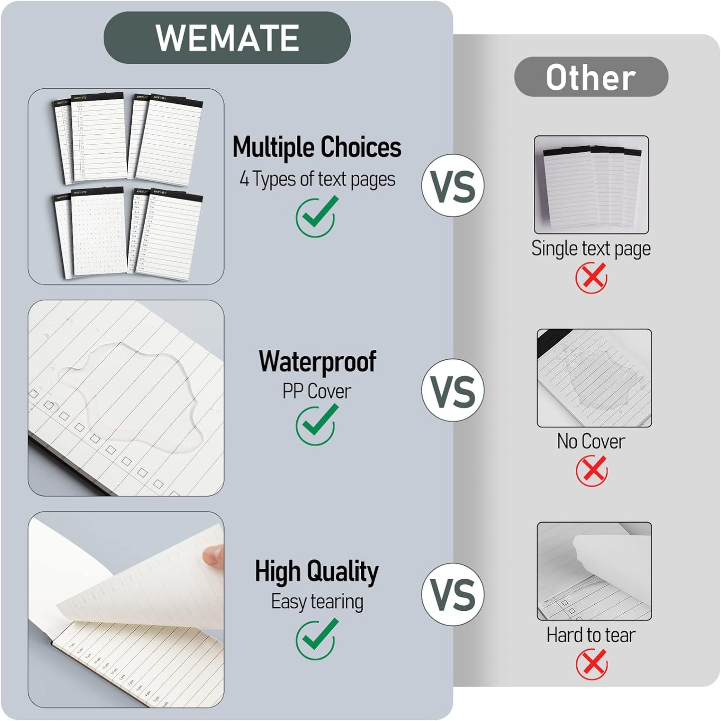 WEMATE 10 Pieces Small Notepad Holder Set Pocket Notebook - Included Mini Pocket Notepad Holder Set with 8 Memo Book Refills and Metal Pen for Meetings, Daily Records, and Notes 3 x 5 Inch (Blue)