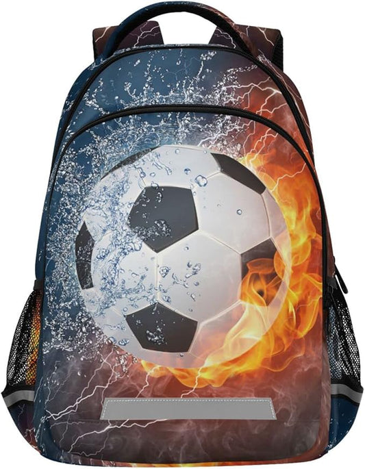 Football Boys Backpack Soccer Ball Elementary School Bookbag Kids Travel Rucksack Laptop Bag