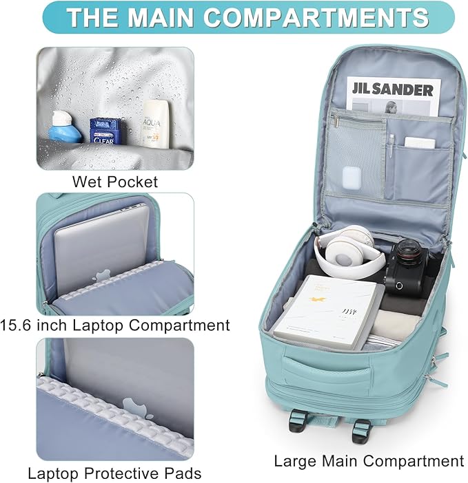 Casual Backpack Traveling Backpack, A-blue, Expandable, Travel Backpacks