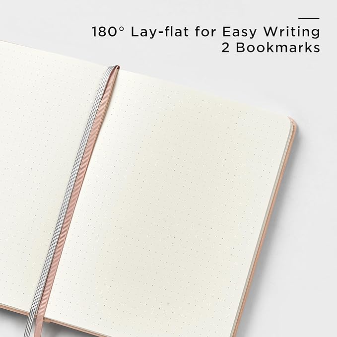 &And Per Se Dotted Journal Notebook, A5 Hardcover Leather Bullet Dotted Journal, 160 Pages 100 gsm Thick Dotted Paper，3 Sheets of Stickers Included - 5.7'' x 8''（Apricot）