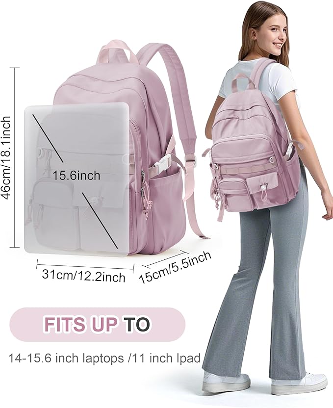 Aesthetic School Backpack for Women Men College Backpack With Lots Of Pockets Waterproof Travel Casual Daypack Cute Bookbag For Teens Girls Boys High School Bag(Purple)