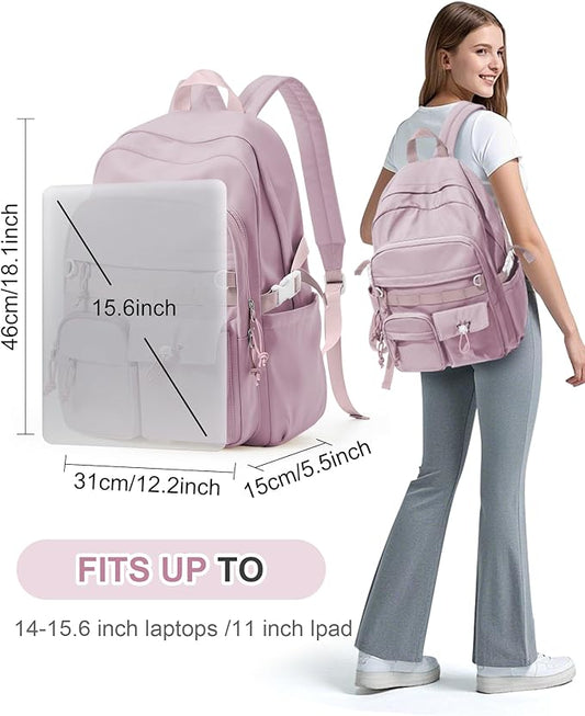 Aesthetic School Backpack for Women Men College Backpack With Lots Of Pockets Waterproof Travel Casual Daypack Cute Bookbag For Teens Girls Boys High School Bag(Purple)