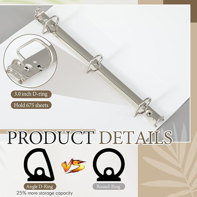 4 Pcs 11 x 17 Inch 3 Ring Binders 3 Inch Rings Heavy Duty View Plastic Flexible D Ring Binders Economy Holds 11" x 17" Paper for Artwork Blueprints, Office, Home, Work Places(White)