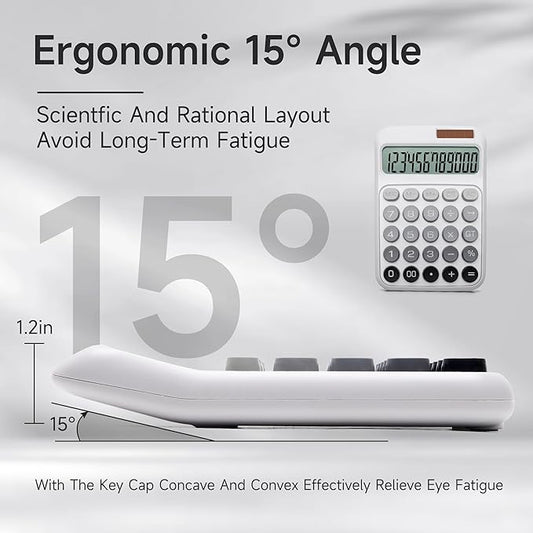 Desk Calculator,12 Digits, Large LCD Display,Big Buttons,Solar and Battery Dual Power Desktop Calculators,Cute and Aesthetic,Suitable for Office and Study (Ombre Gray, M)