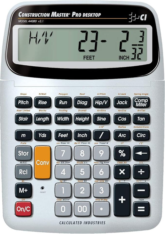 Calculated Industries 44080 Construction Master Pro-Desktop Advanced Construction Math Feet-Inch-Fraction Calculator with Trig Tool for Architects, Estimators, Contractors, Builders and Remodelers