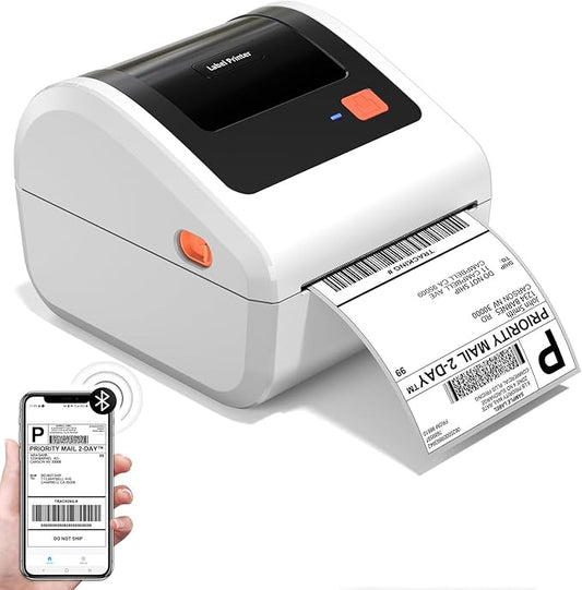 Bluetooth Thermal Shipping Label Printer - D450BT Thermal Label Printer 4x6 for Small Business & Shipping Packages, Compatible with iPhone, Android, iPad, Windows, macOS, Chrome, USPS, Amazon