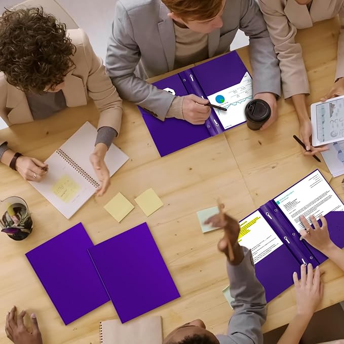 ViVin Sturdy Plastic Folder with Pockets, 10 Pack, 2 Pocket Folders with Prongs, Fits Letter Size Paper, 3 Prong Folders with Pockets, for School Office and Home - Purple