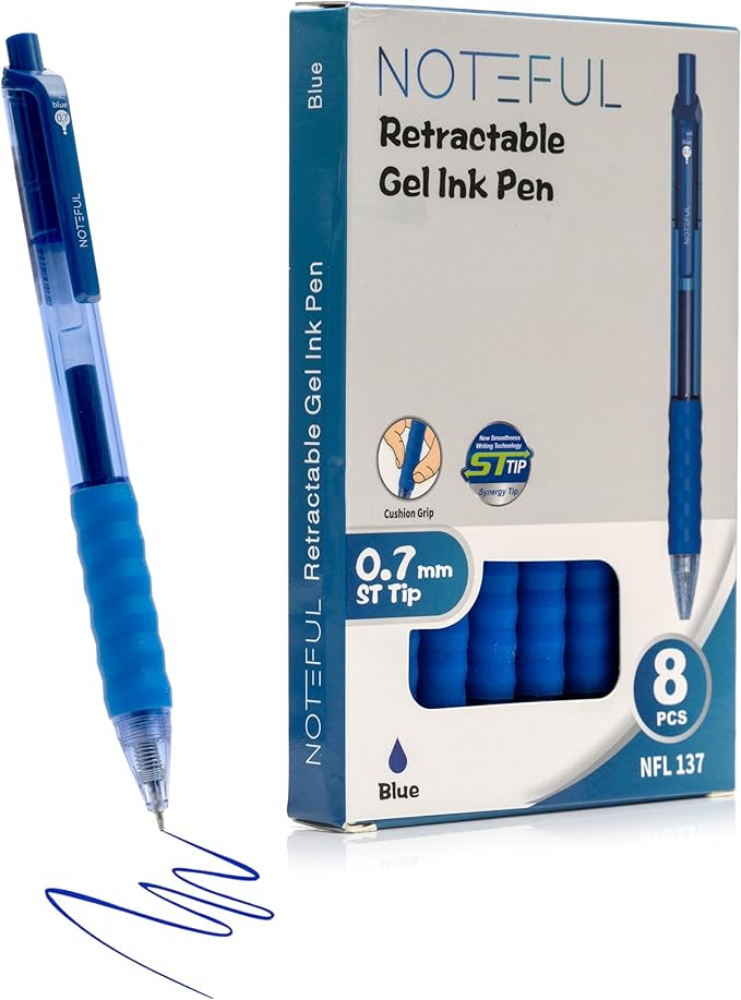 Retractable Gel Pens Clicker, Medium Point 0.7, Premium Comfort Grip for Note Taking, Journaling and Smooth Writing