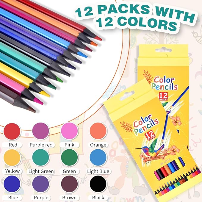 Colored Pencils Bulk,48 Count Colored Pencils for Kids, 4Packs 12 Colors, Back to School Supplies For Teachers,Back to School Supplies, Classroom Prizes