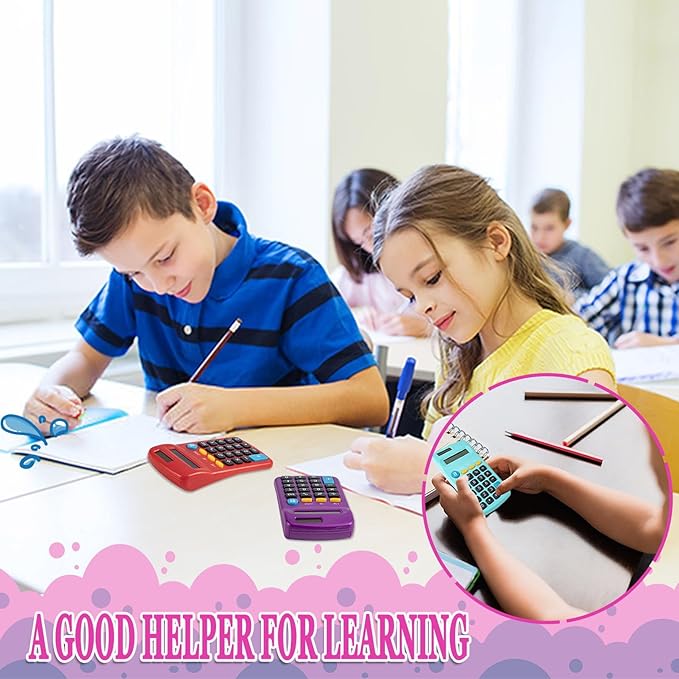 18 Pack Mini Pocket Calculators, Pocket Size Mini Calculators, 8 Digit Display Basic Calculator,Solar Battery Dual Power Function Calculator for Students Kids Home Office(9 Colors)