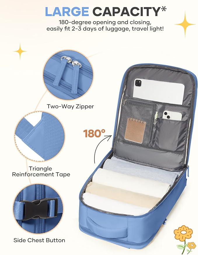 Large Travel Backpack For Women Men Airline Approved Carry On Backpack Flight Approved Waterproof Sports Luggage Backpack Casual Daypack Small Hiking Backpacks