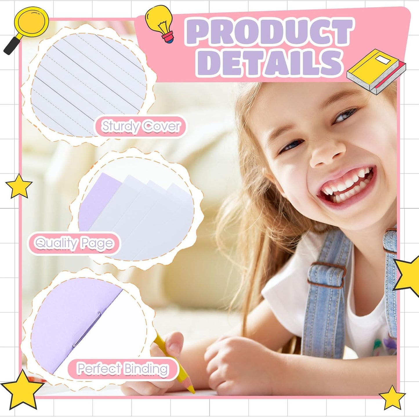 Henoyso 12 Pcs Primary Composition Notebook K-2 9 3/4 x 7 1/2 Inch Primary Journal, Back to School Supplies, Bulk Blank Writing Book for Kid to Write Draw Journal 60 Page Notebooks (Light Color)