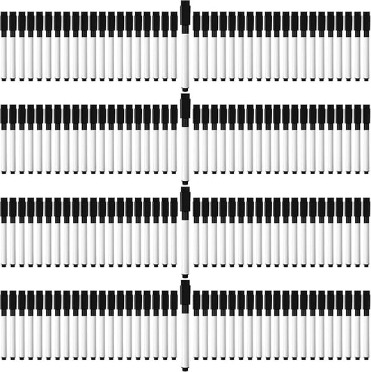 Kosiz 200 Pcs Magnetic Dry Erase Markers Fine Point Tip Whiteboard Markers with Eraser Cap Magnetic Dry Erase Pens Erasable Pens for Whiteboard Dry Boards(Black)