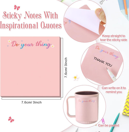 Zonon 12 Pieces Inspirational Sticky Notes 3 x 3 Inch Motivational Fun Notepads Positive Gifts for Teacher Nurse Coworkers Work Studying Supplies(Macaron Style)