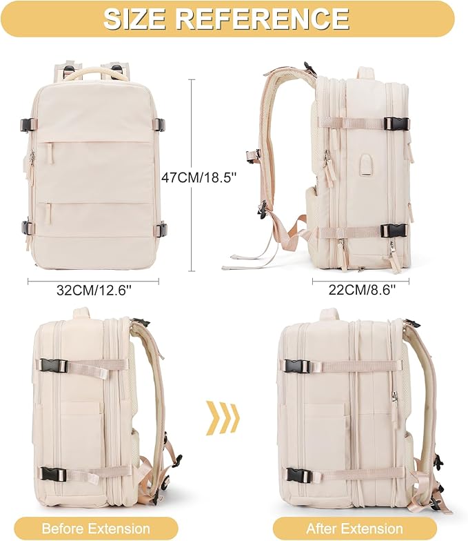 Casual Backpack Traveling Backpack, A-beige, Expandable, Travel Backpacks