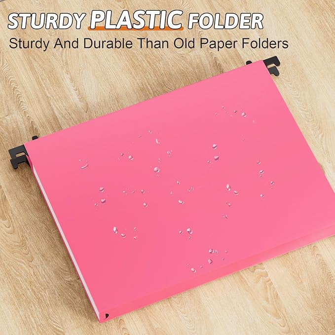 Plastic Hanging File Folders Letter Size,Heavy Duty 1 Inch Expansion,12 Pack Reinforced Extra Capacity Hanging Folders with Tabs,Durable File Cabinet Folders for Office School Home,Colorful