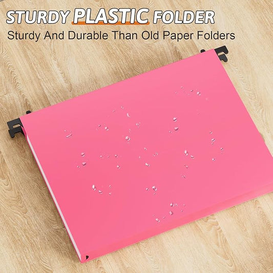 Plastic Hanging File Folders Letter Size,Heavy Duty 1 Inch Expansion,12 Pack Reinforced Extra Capacity Hanging Folders with Tabs,Durable File Cabinet Folders for Office School Home,Colorful