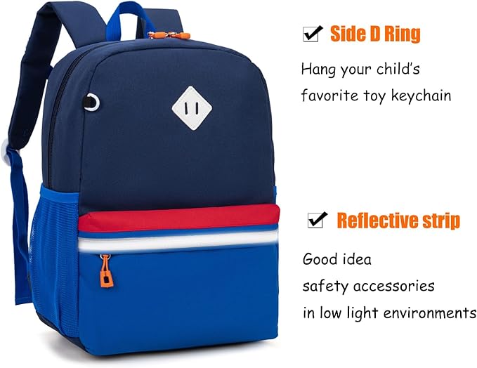 HawLander Little Kids Backpack for Boys Toddler School Bag Fits 3 to 6 years old, 15 inch, Blue