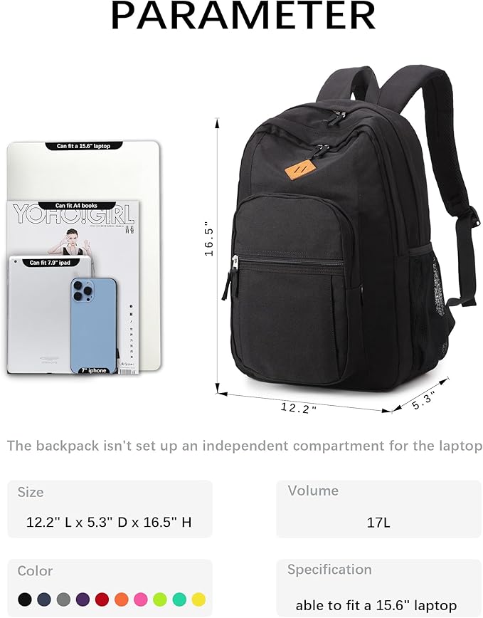 abshoo Classical Basic Travel Backpack For School Water Resistant Bookbag